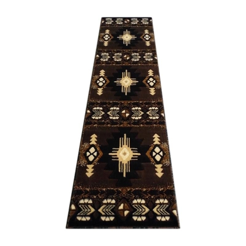 Mohave Collection 2' X 7' Chocolate Traditional Southwestern Style Area Rug - Olefin Fibers With Jute Backing