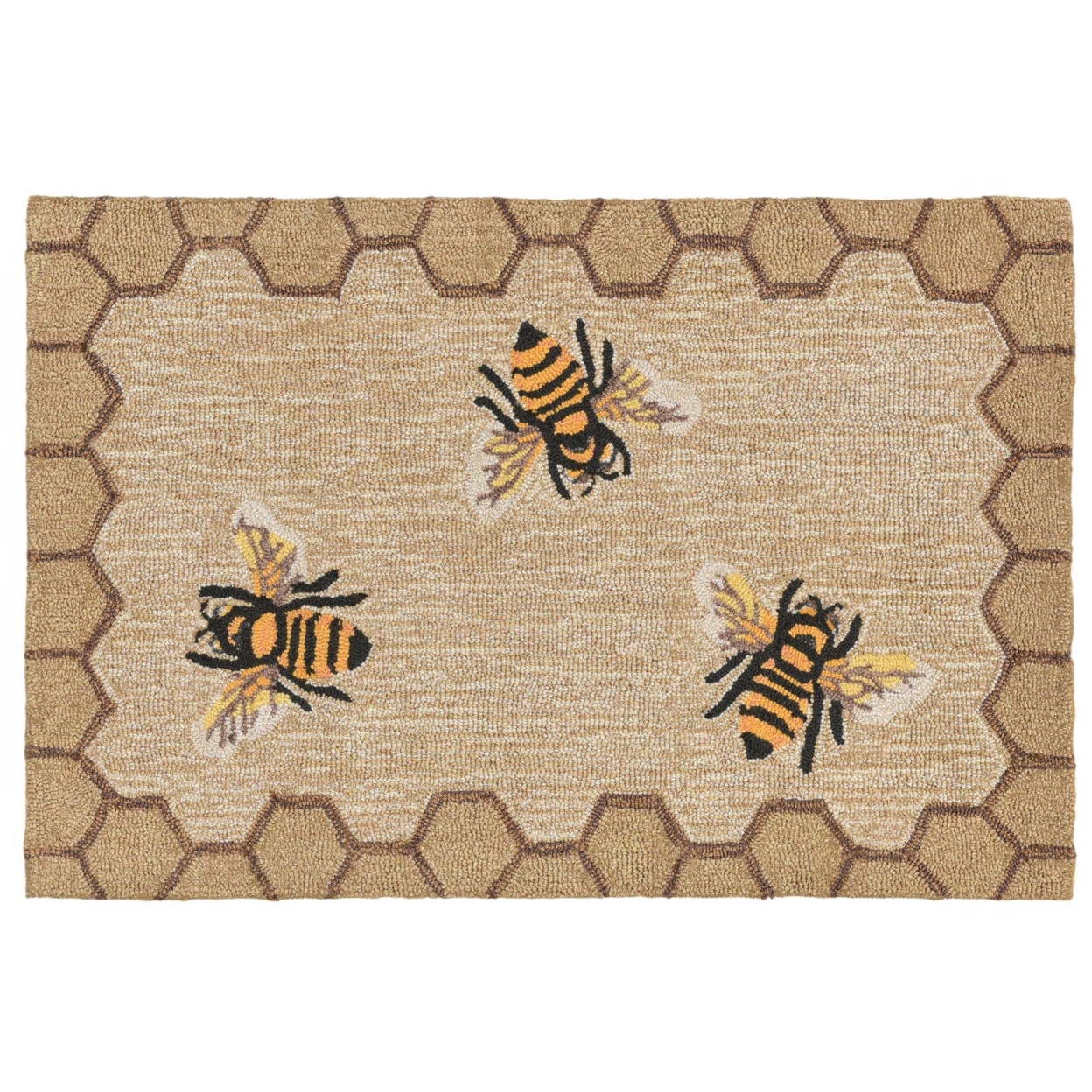 Liora Manne Frontporch Honeycomb Bee Indoor Outdoor Area Rug Natural - 5' X 7'6