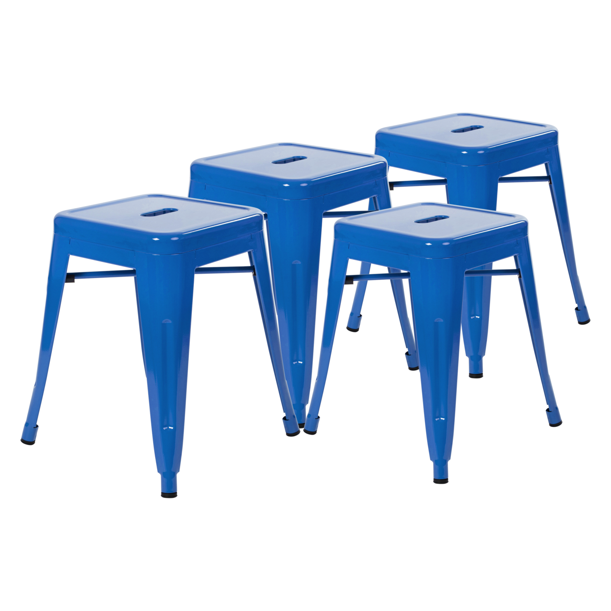 18 Table Height Stool, Stackable Backless Metal Indoor Dining Stool, Commercial Grade Restaurant Stool In Royal Blue - Set Of 4