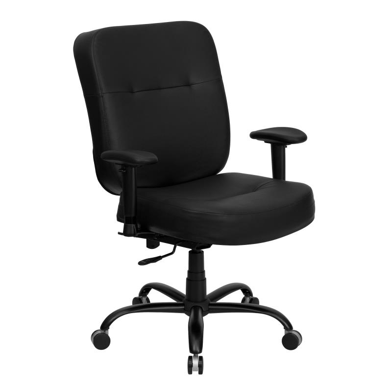 HERCULES Series Big & Tall 400 Lb. Rated Black LeatherSoft Executive Ergonomic Office Chair With Adjustable Arms