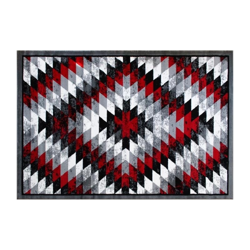Teagan Collection Southwestern 5' X 7' Red Area Rug - Olefin Rug With Jute Backing - Entryway, Living Room, Bedroom