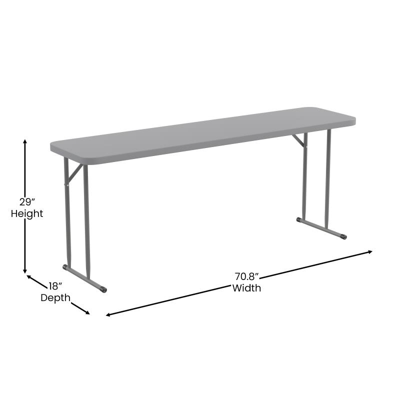 6-Foot Gray Plastic Folding Training Table