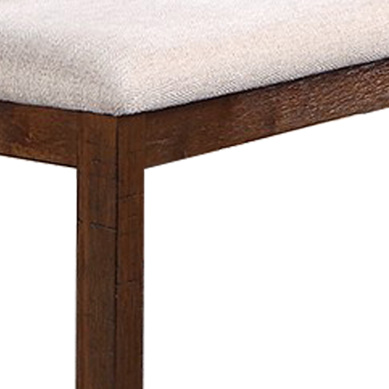 48 Inch Classic Fabric Upholstered Dining Bench, Pine Wood, Ivory And Brown- Saltoro Sherpi