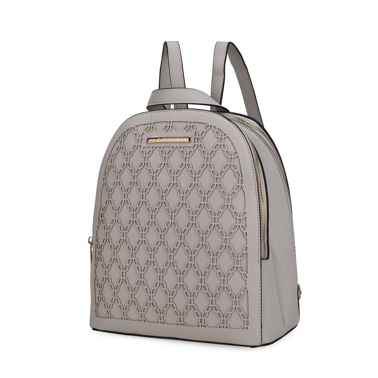 MKF Collection Sloane Vegan Leather Multi Compartment Backpack By Mia K. - Light Grey