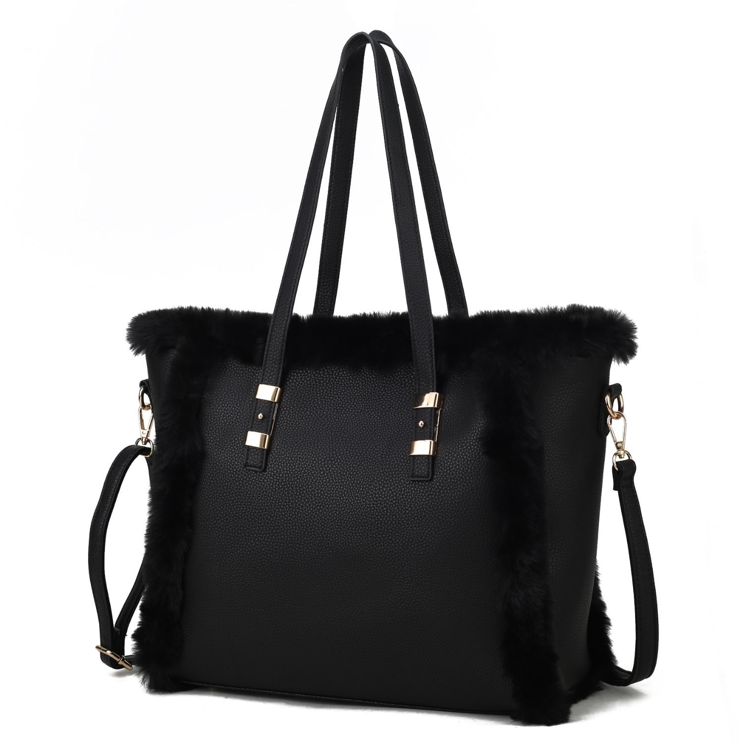 MKF Collection Liza Vegan Leather With Faux Fur Womens Tote Bag By Mia K - Grey