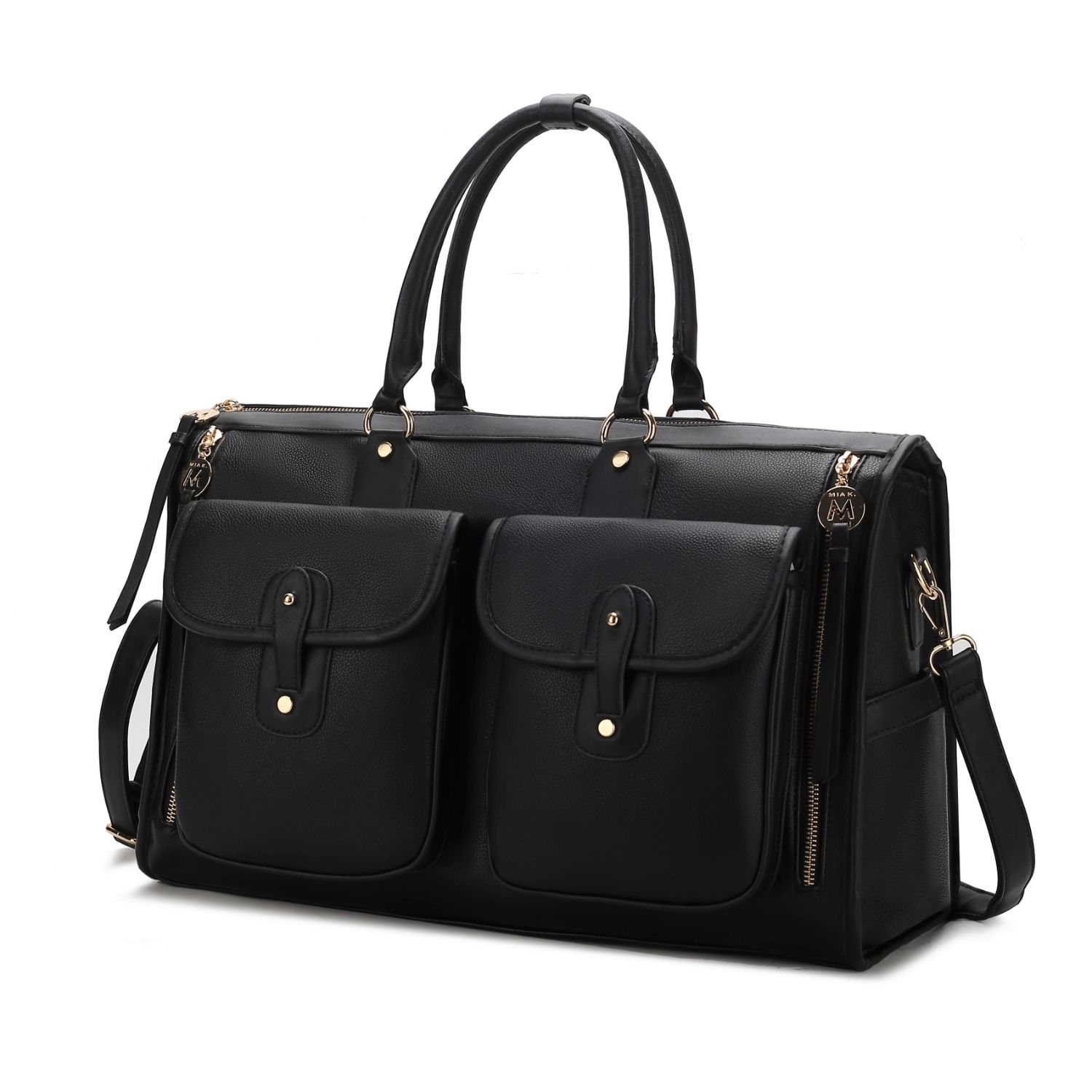 MKF Collection Genevieve Color Block Vegan Leather Womens Duffle Bag By Mia K. - Black