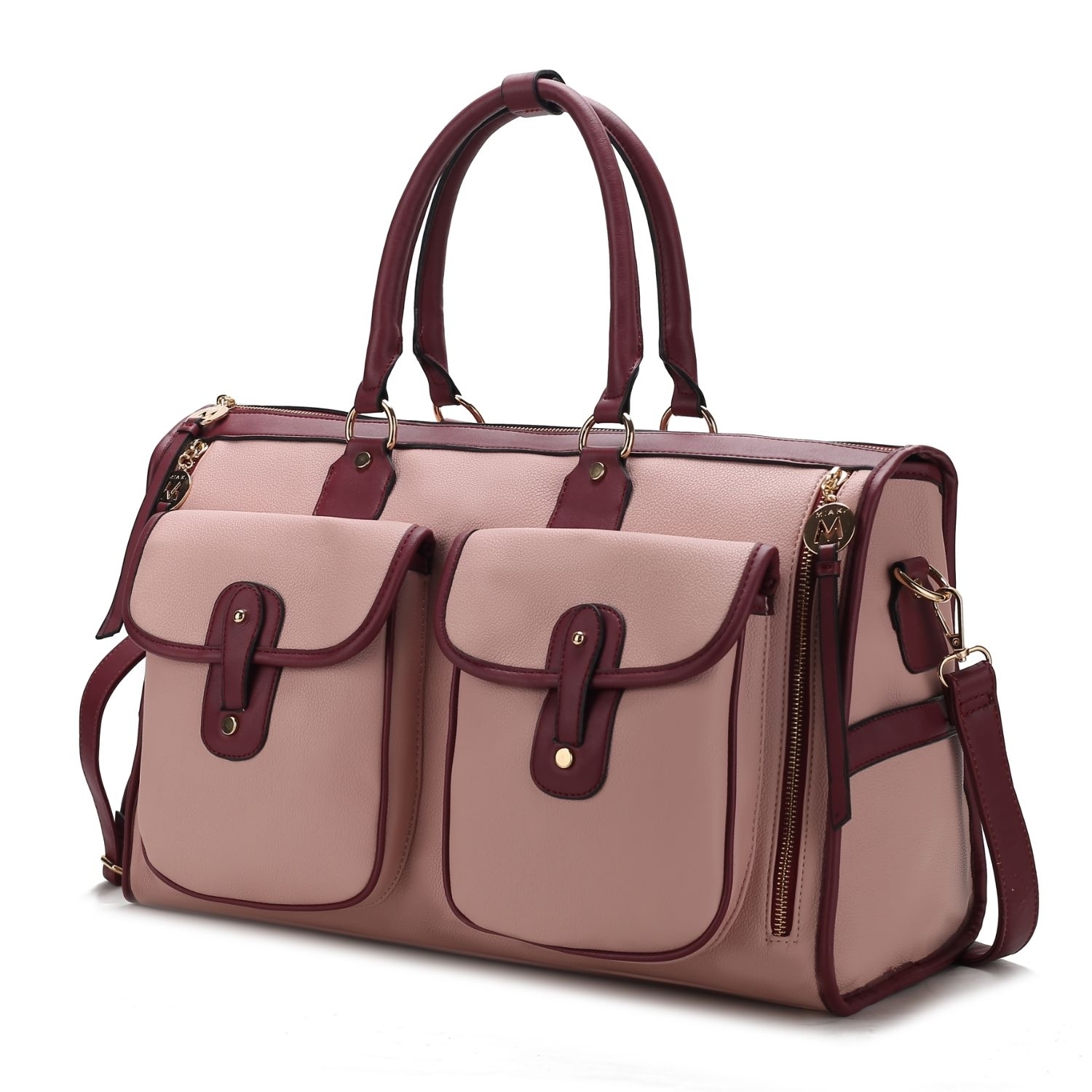 MKF Collection Genevieve Color Block Vegan Leather Womens Duffle Bag By Mia K. - Pink