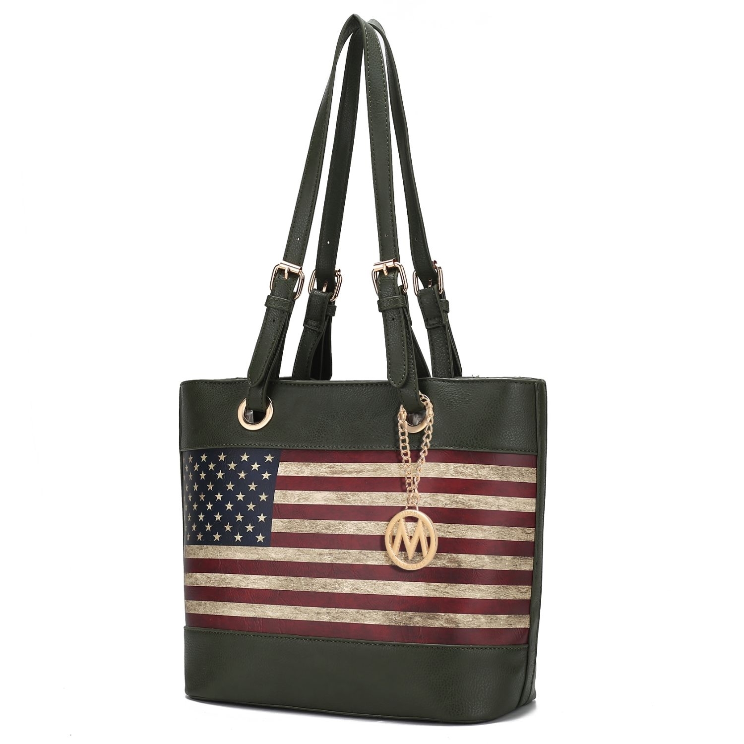 MKF Collection Vera Vegan Leather Patriotic Flag Pattern Women's Tote Bag By Mia K - Green
