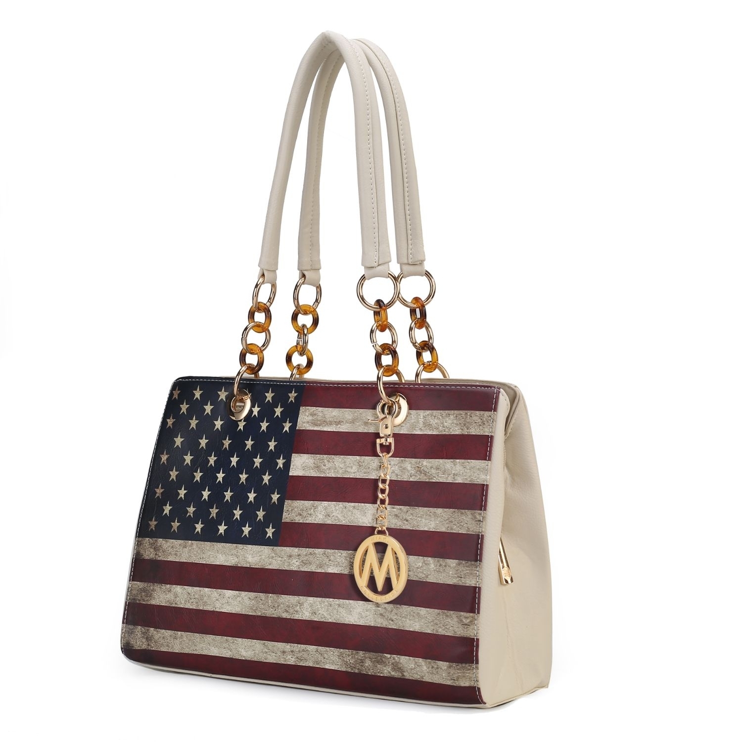 MKF Collection Nevaeh Vegan Leather Patriotic Pattern Women's Shoulder Bag By Mia K - Taupe