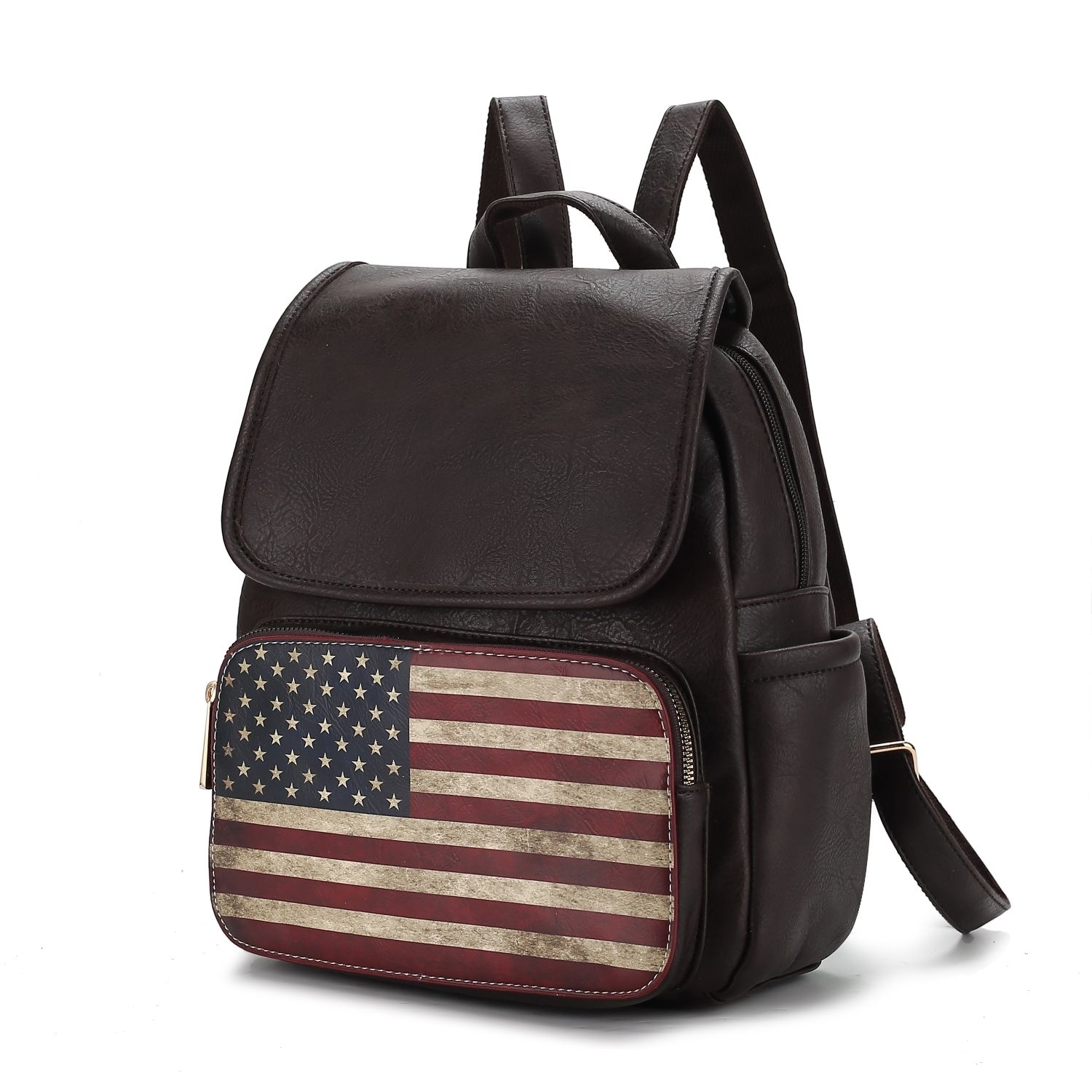MKF Collection Regina Printed Flag Vegan Leather Womens Backpack By Mia K - Chocolate