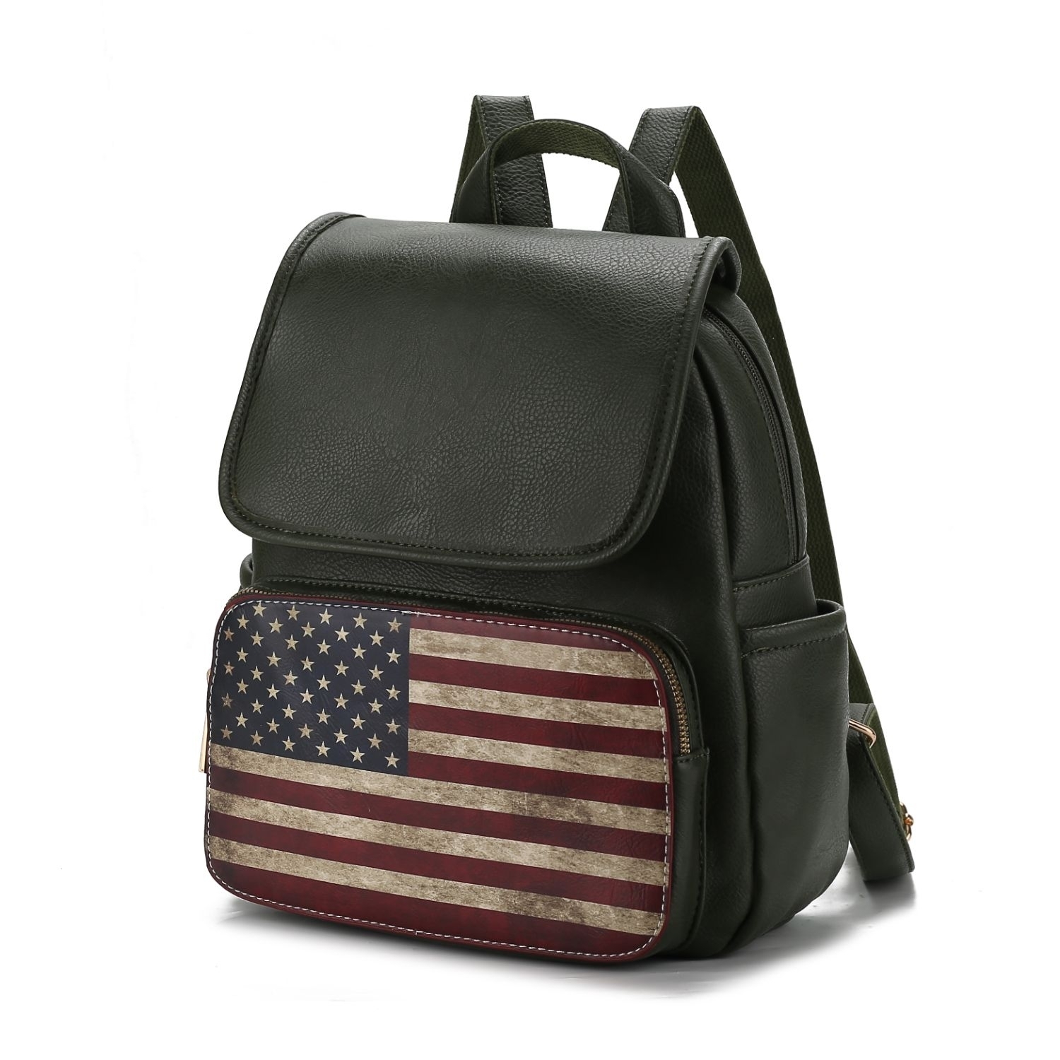 MKF Collection Regina Printed Flag Vegan Leather Womens Backpack By Mia K - Green