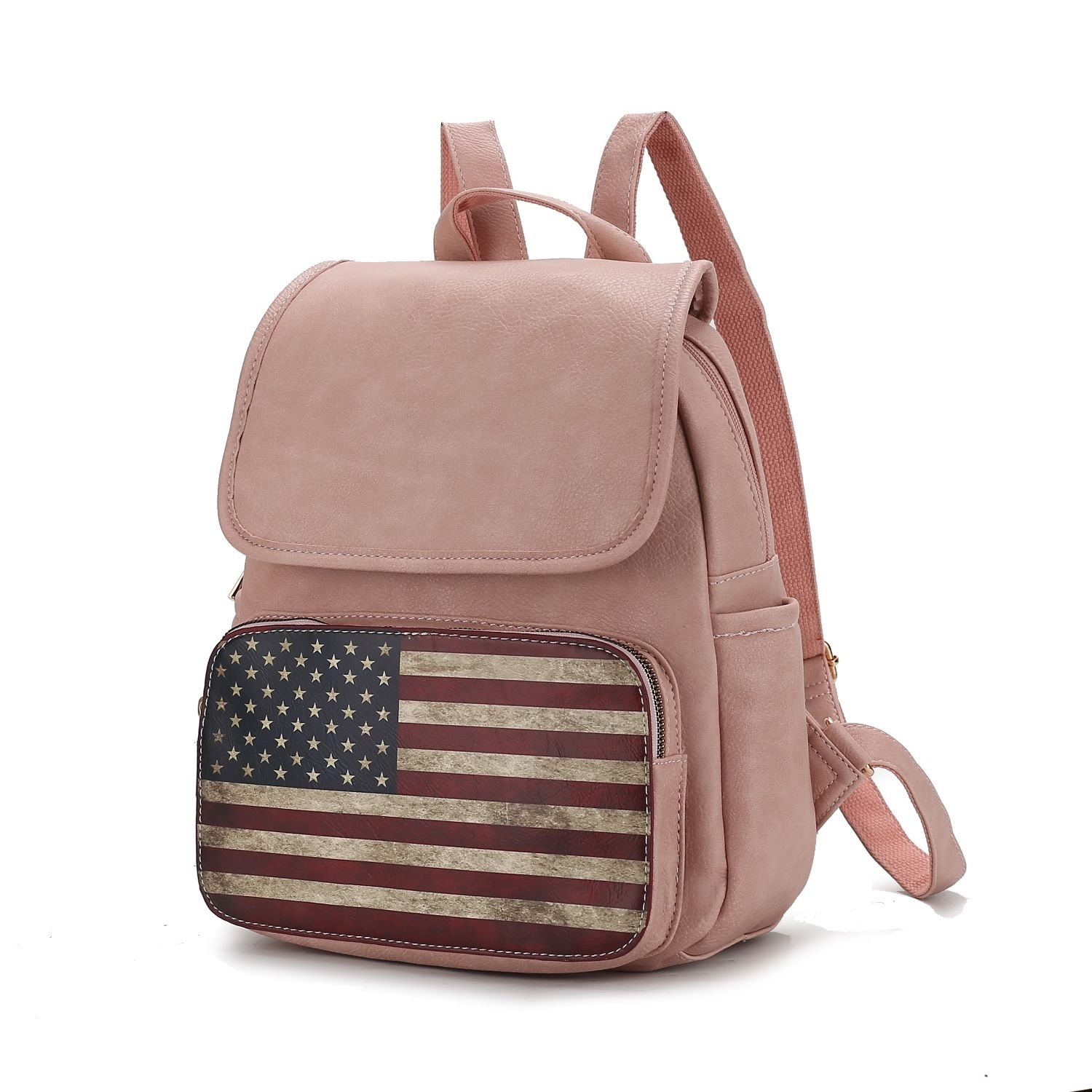 MKF Collection Regina Printed Flag Vegan Leather Womens Backpack By Mia K - Rose Pink