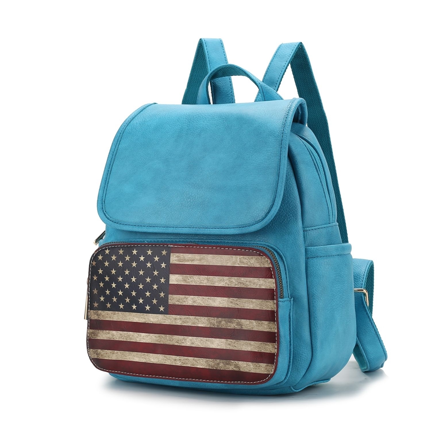 MKF Collection Regina Printed Flag Vegan Leather Womens Backpack By Mia K - Turquoise