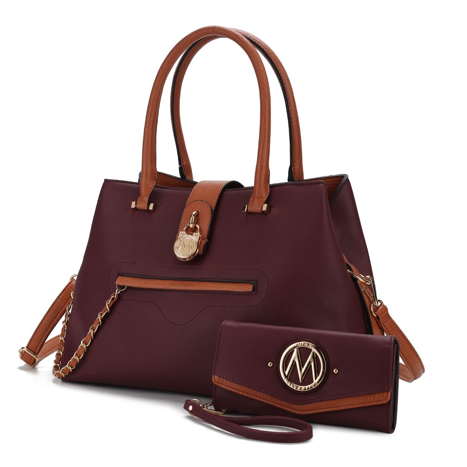 MKF Collection Edith Vegan Leather Womens Tote Bag By Mia K With Wallet - 2 Pieces - Wine