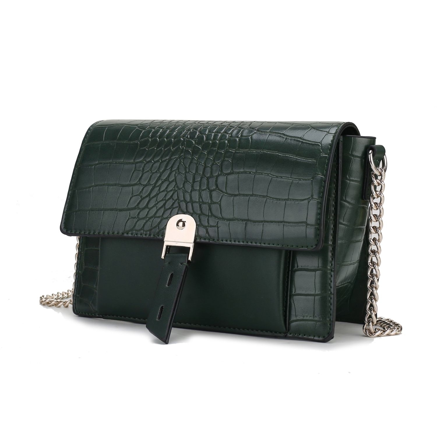 MKF Collection Hope Crocodile Embossed Vegan Leather Womens Shoulder Bag By Mia K - Forest Green