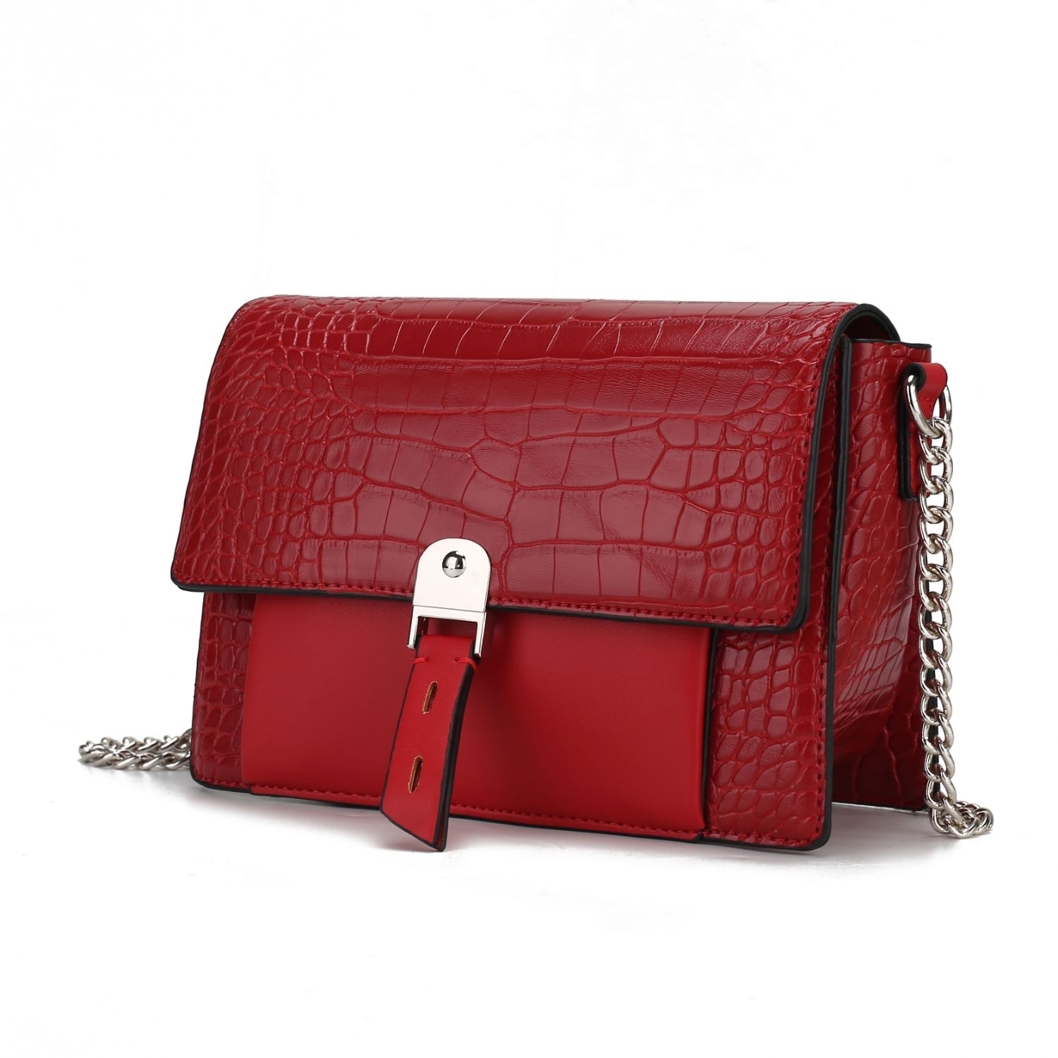 MKF Collection Hope Crocodile Embossed Vegan Leather Womens Shoulder Bag By Mia K - Red
