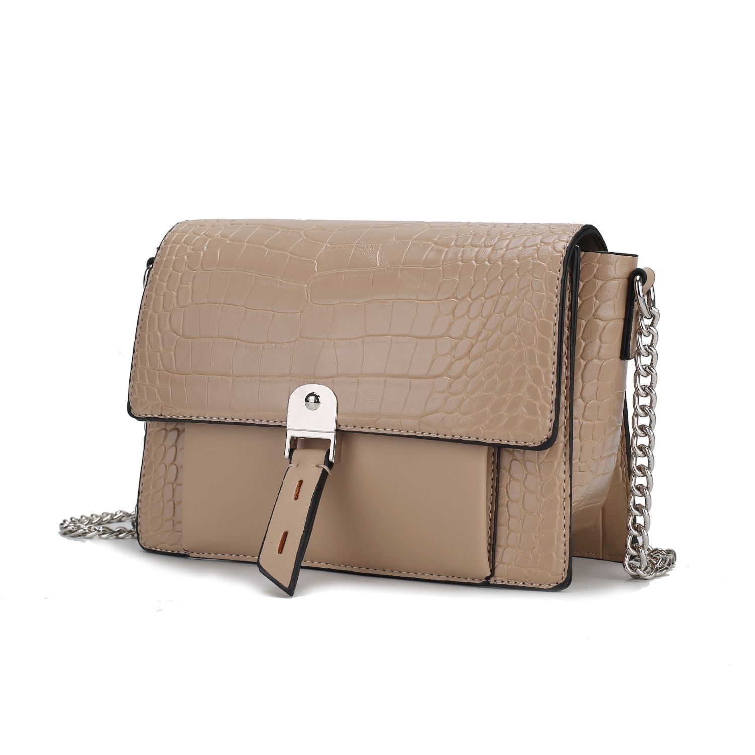 MKF Collection Hope Crocodile Embossed Vegan Leather Womens Shoulder Bag By Mia K - Taupe
