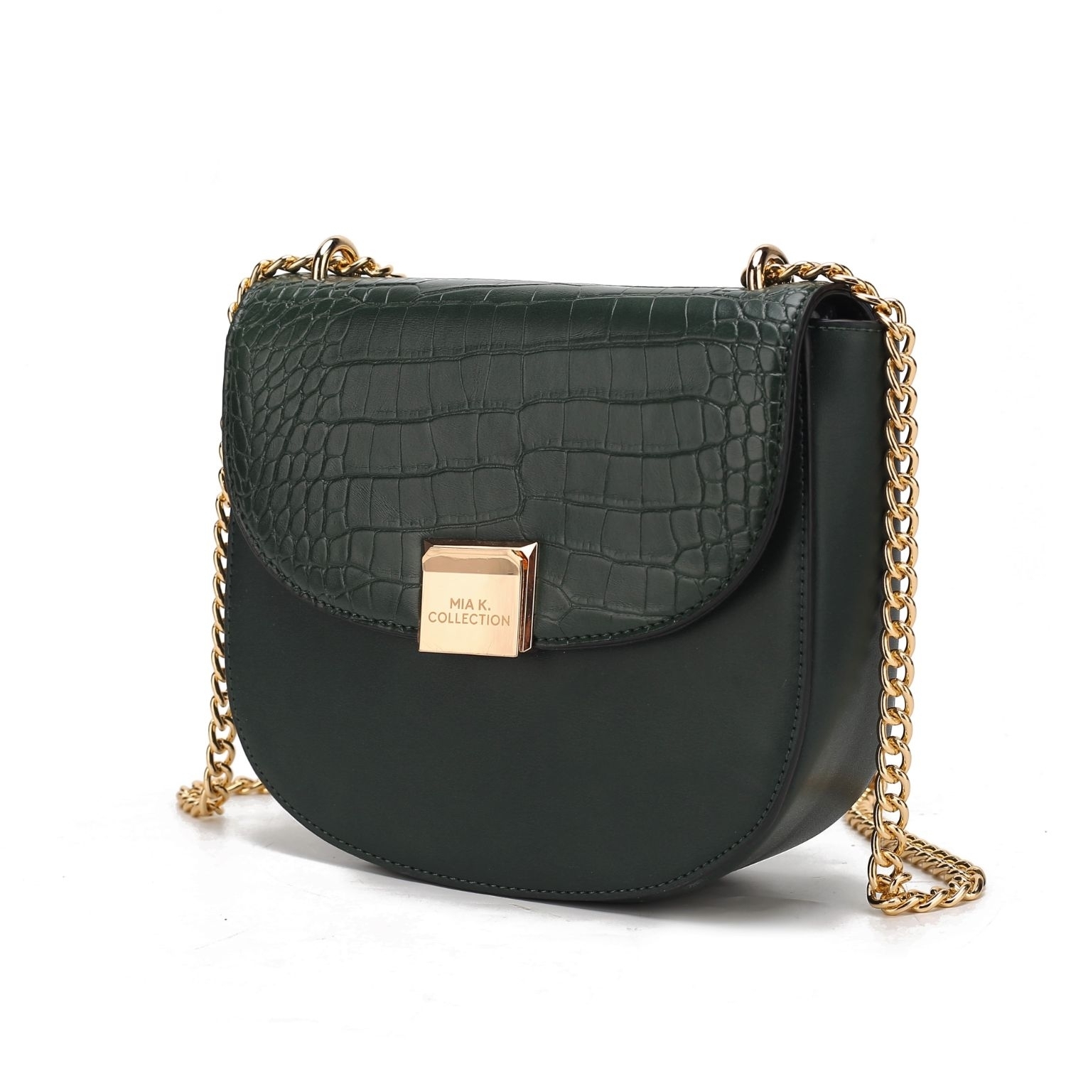 MKF Collection Brooklyn Crocodile Embossed Vegan Leather Womens Shoulder Bag By Mia K - Forest Green