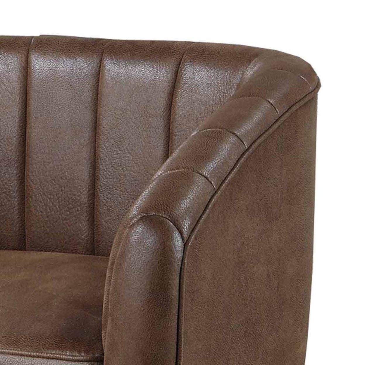 Kate 30 Inch Accent Chair, 360 Swivel Seat, Vegan Faux Leather, Dark Brown- Saltoro Sherpi