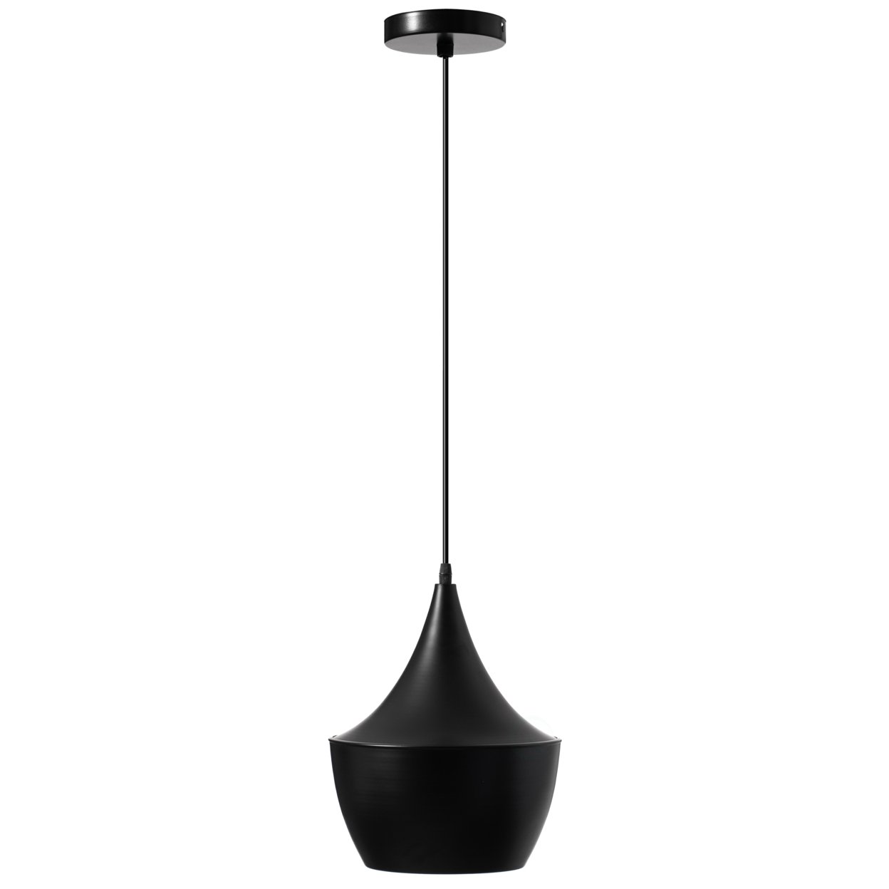 Modern Round Thick Metal Black Pendant Lamp, Ceiling Hanging Light Fixture, Black Decorative Chandelier