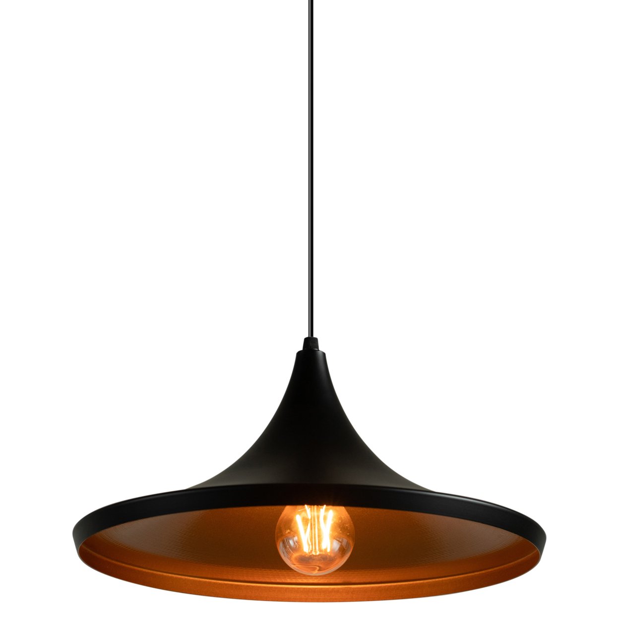 Modern Round Thin Metal Black Pendant Lamp, Ceiling Hanging Light Fixture, Black Decorative Chandelier