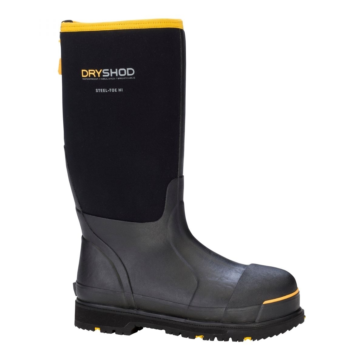 DRYSHOD WORK Men's Steel Toe Waterproof Work Boot Black/Yellow - STT-UH-BK ONE SIZE BLACK/YELLOW - BLACK/YELLOW, 15