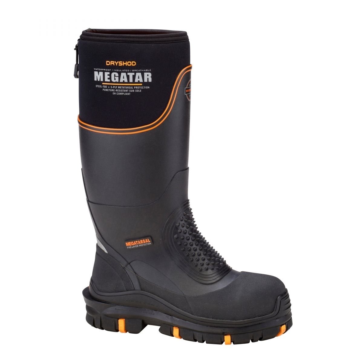 Dryshod Men's Megatar Steel Toe Metatarsal Guard Work Boot Black - MEG-MH-BK ONE SIZE BLACK/ORANGE - BLACK/ORANGE, 13