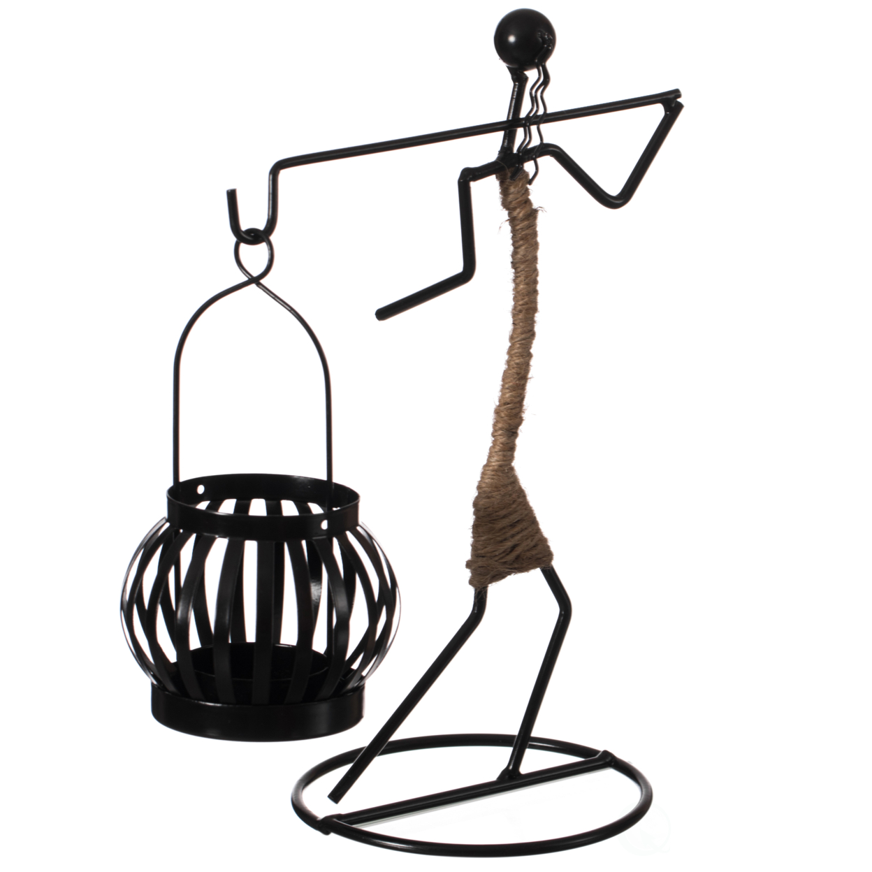 Wire Figure Candle Holder Decorative Modern Tea Light Lantern Tabletop Centerpiece Candle Stand - Front Carry