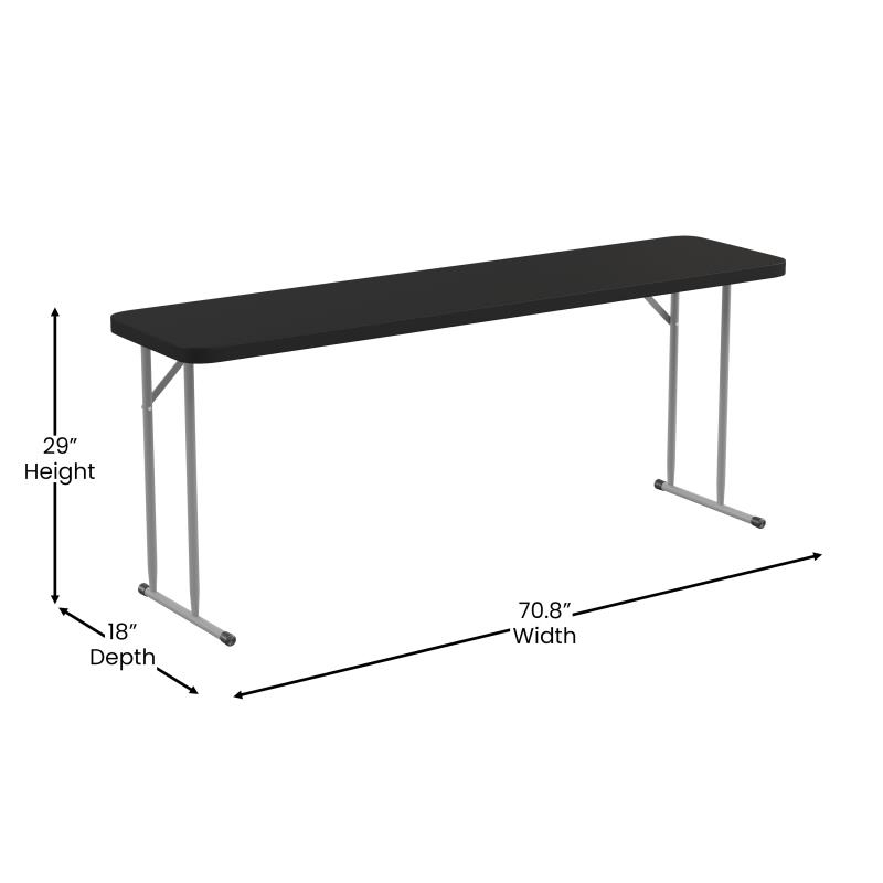 6-Foot Black Plastic Folding Training Table