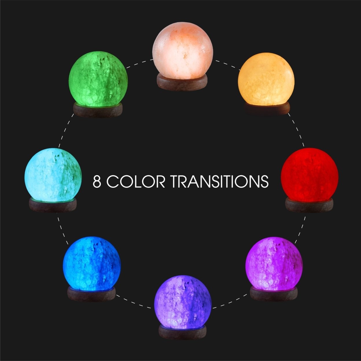 Barron Salt Lamp - 8 Color Modes , Authentic Himalayan Salt Crystal , Natural Materials, Providing Health Benefits
