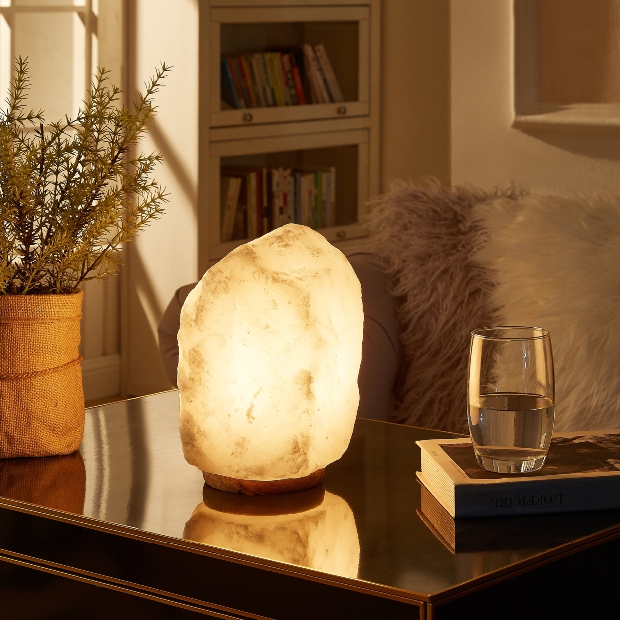 Abbas Salt Lamp - 8 Color Modes ,Authentic Himalayan Salt Crystal ,Natural Materials, Providing Health Benefits