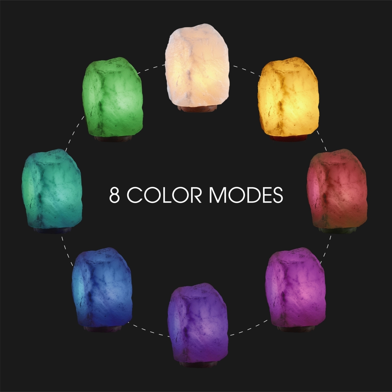 Abbas Salt Lamp - 8 Color Modes ,Authentic Himalayan Salt Crystal ,Natural Materials, Providing Health Benefits