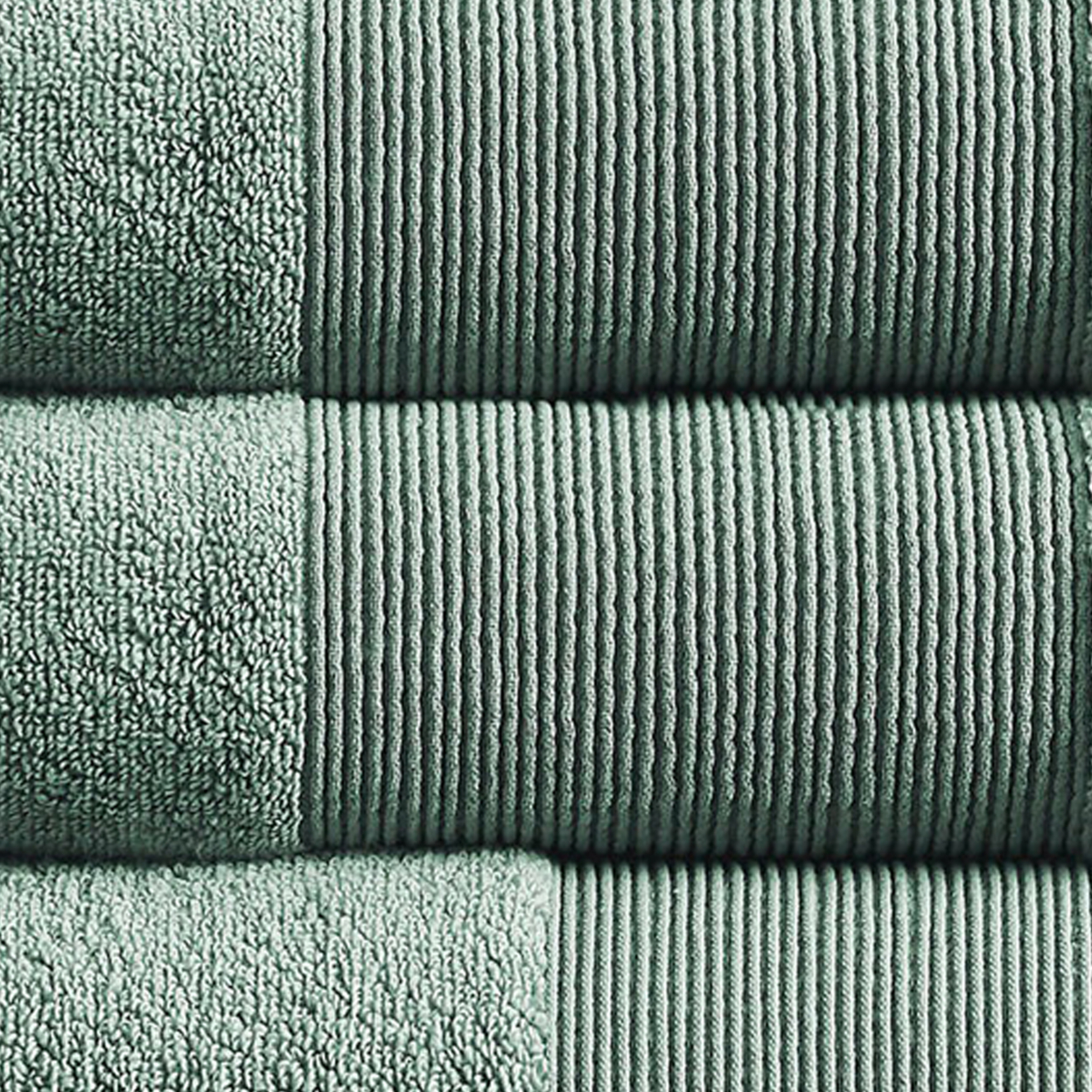 Indy Modern 6 Piece Cotton Towel Set, Softly Textured Design, Turquoise- Saltoro Sherpi