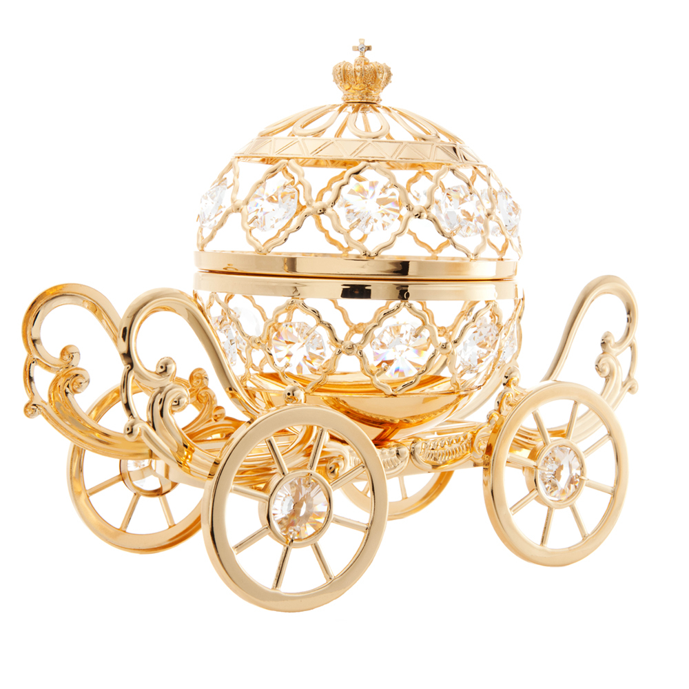 Matashi 24K Gold Plated Crystal Studded Large Cinderella Pumpkin Coach Ornament