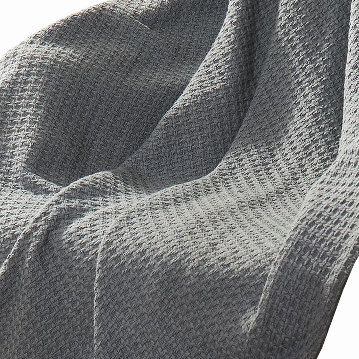 Nyx Twin Size Ultra Soft Cotton Thermal Blanket, Textured, Charcoal Gray- Saltoro Sherpi