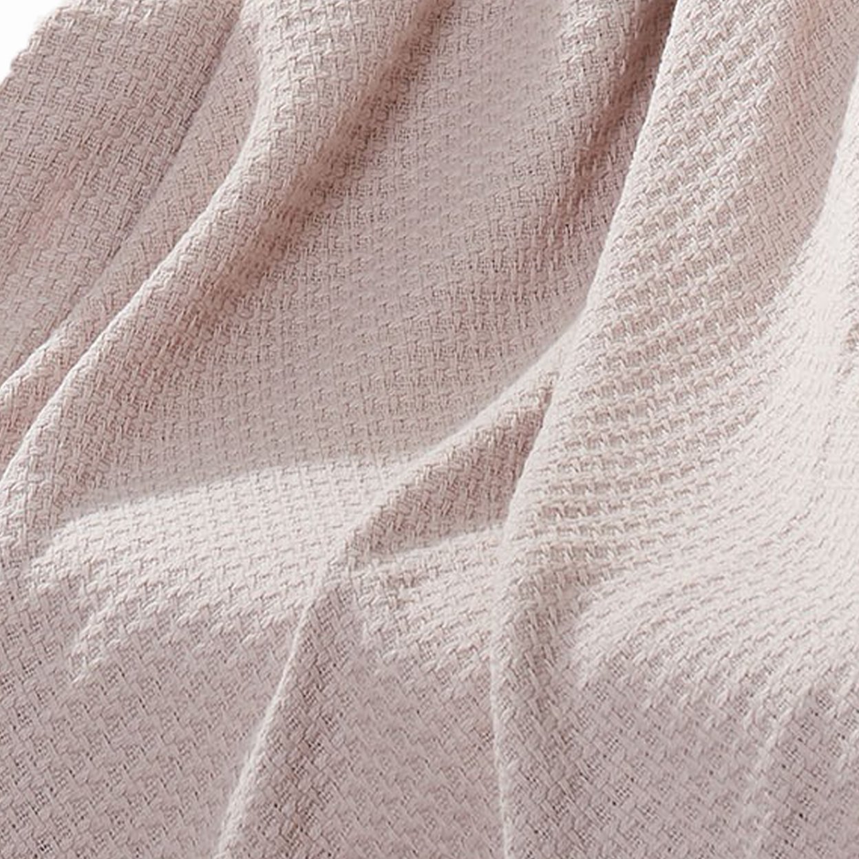 Nyx Twin Size Ultra Soft Cotton Thermal Blanket, Textured Feel, Rose Pink- Saltoro Sherpi