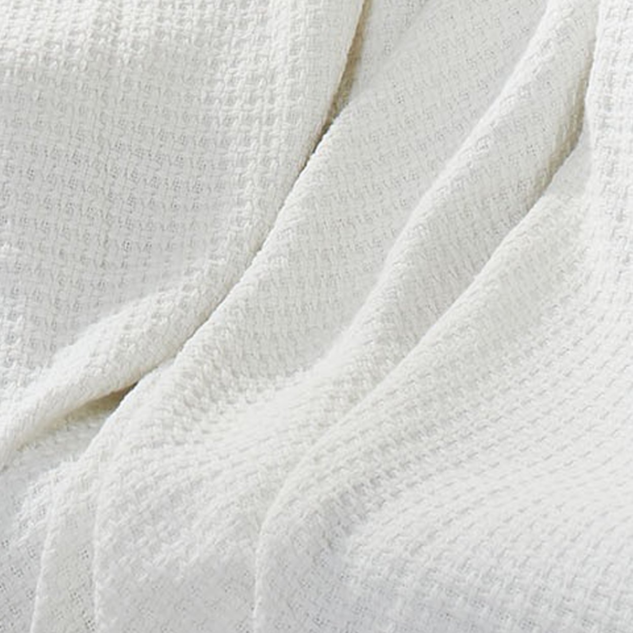 Nyx King Size Ultra Soft Cotton Thermal Blanket, Textured Feel, White- Saltoro Sherpi
