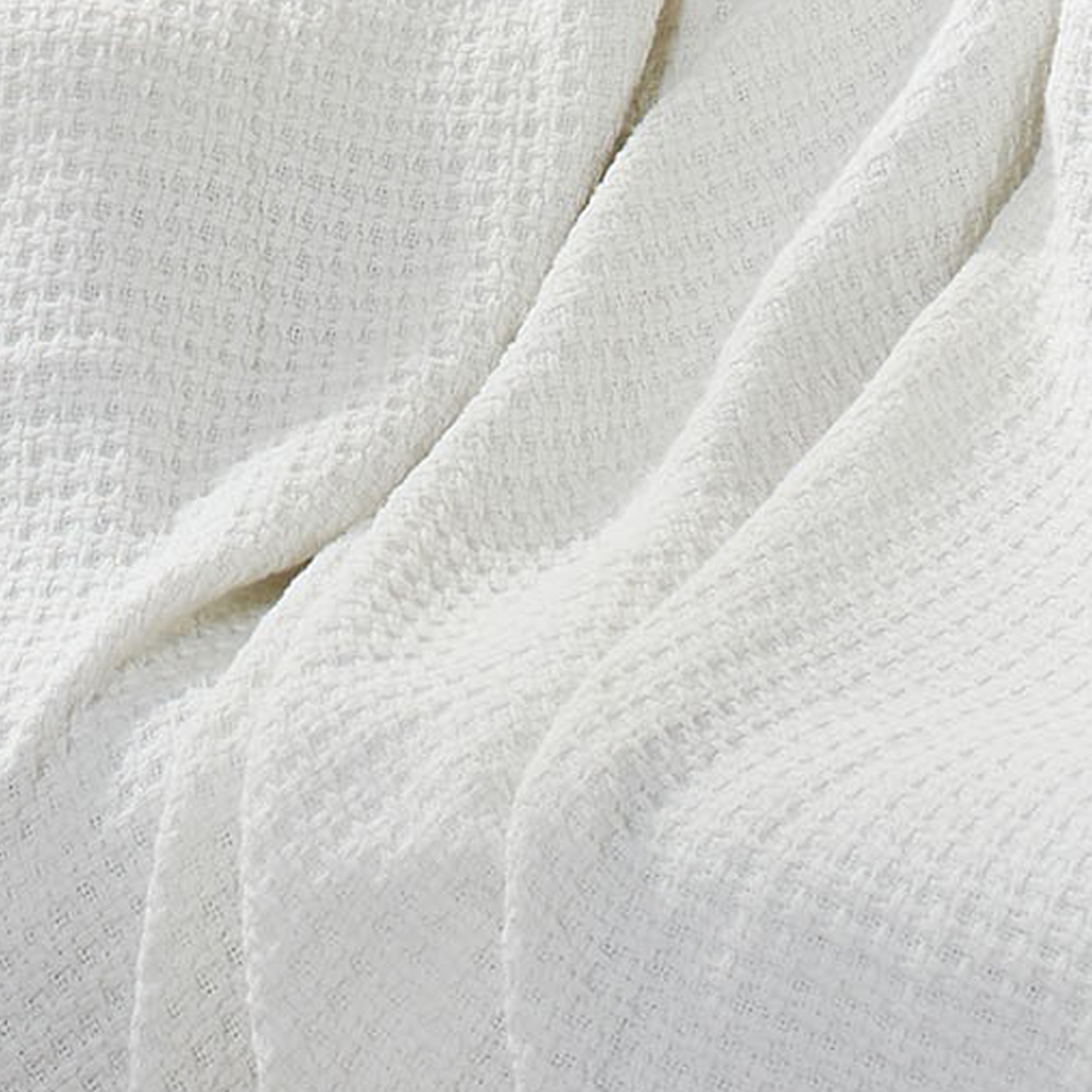 Nyx Twin Size Ultra Soft Cotton Thermal Blanket, Textured Feel, White- Saltoro Sherpi