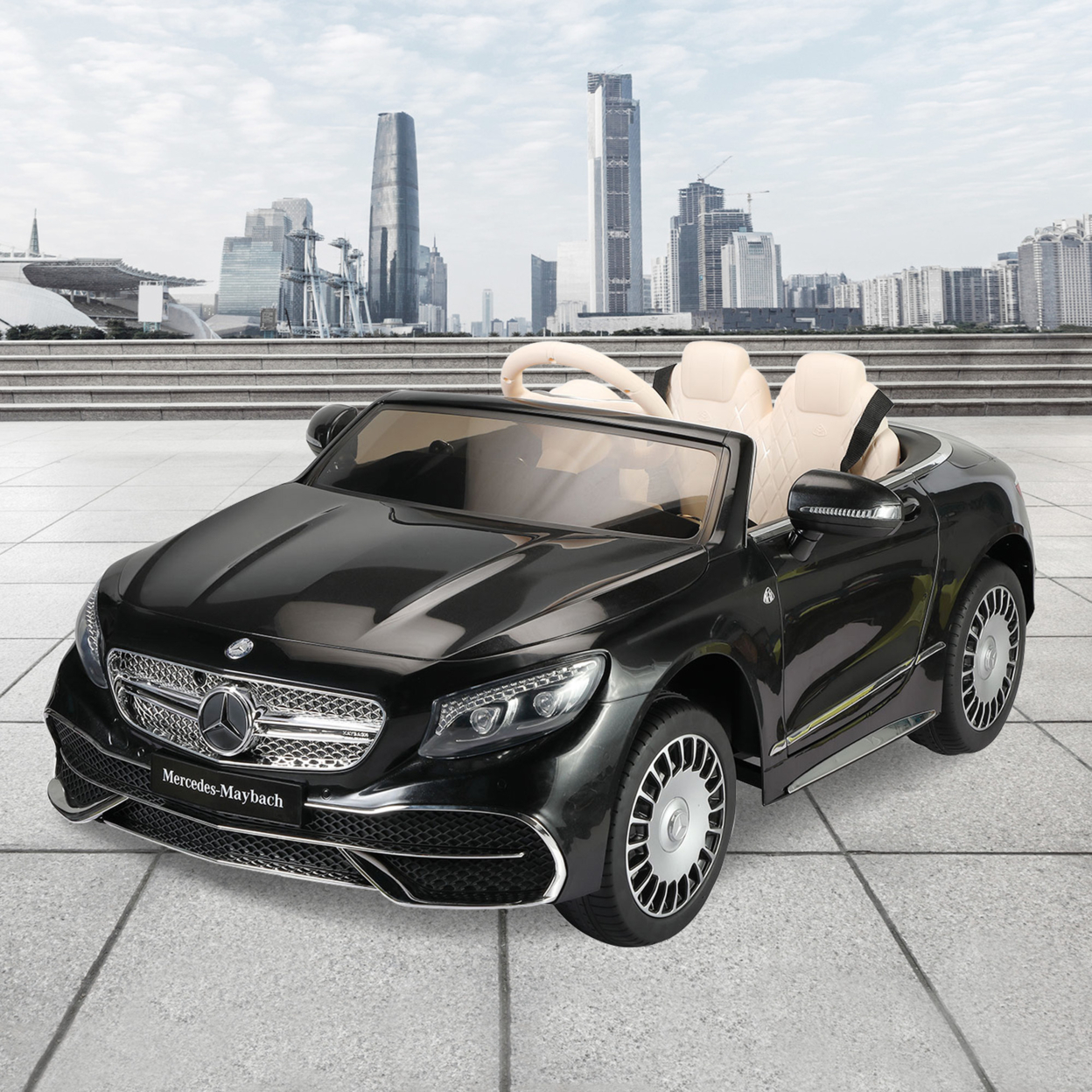 12V Kid Ride on Car with Parental Remote Control, Licensed Maybach S650 Electric Vehicle with MP3, Music, LED Lights, for Children 3-8,Black