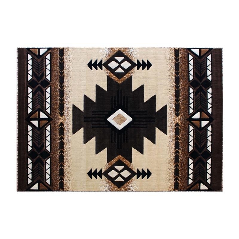 Mohave Collection 5' X 7' Brown Traditional Southwestern Style Area Rug - Olefin Fibers With Jute Backing
