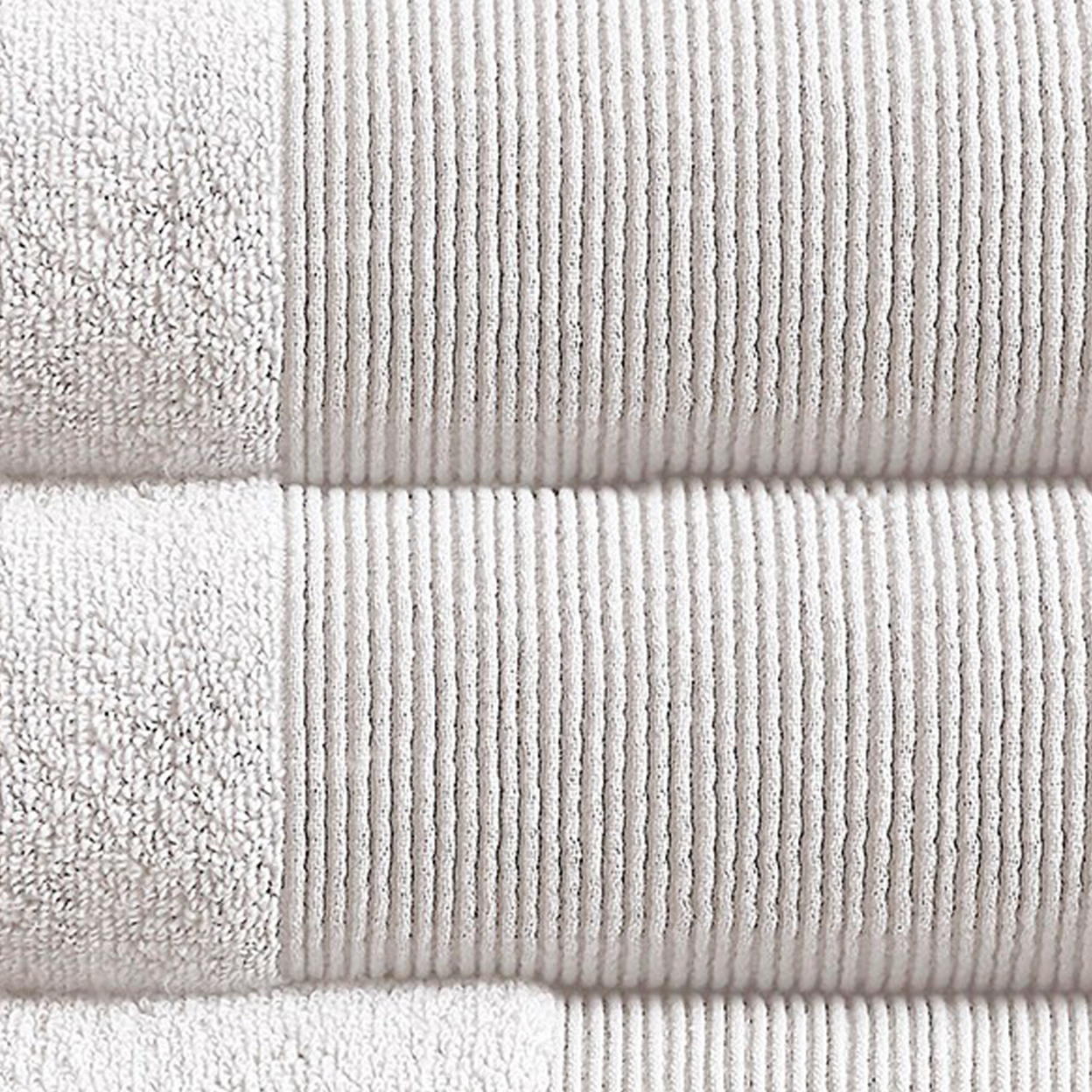 Indy Modern 6 Piece Cotton Towel Set, Softly Textured Design, Crisp White- Saltoro Sherpi
