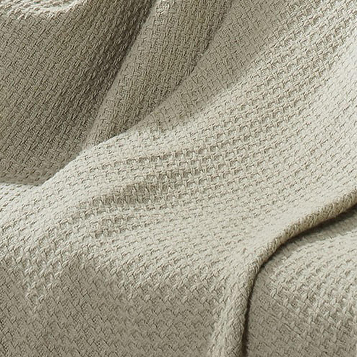 Nyx King Size Ultra Soft Cotton Thermal Blanket, Textured Feel, Beige- Saltoro Sherpi