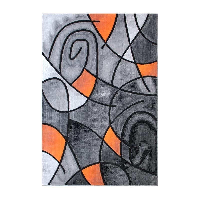 Jubilee Collection 5' X 7' Orange Abstract Area Rug - Olefin Rug With Jute Backing - Living Room, Bedroom, & Family Room