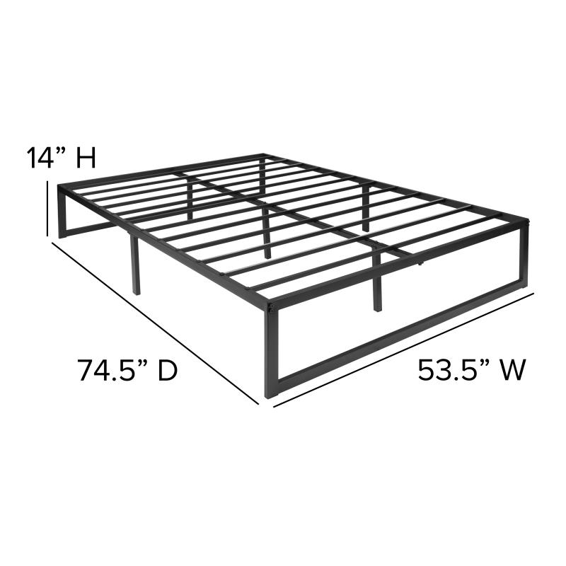 Universal 14 Inch Metal Platform Bed Frame No Box Spring Needed W Steel Slat Support And Quick Lock Functionality Full