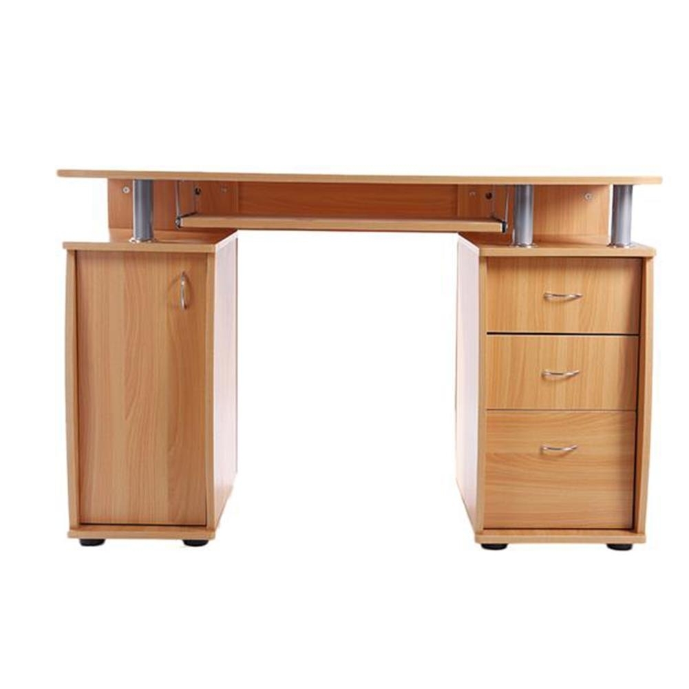 15 MDF Portable 1pc Door with 3pcs Drawers Computer Desk Wood Color