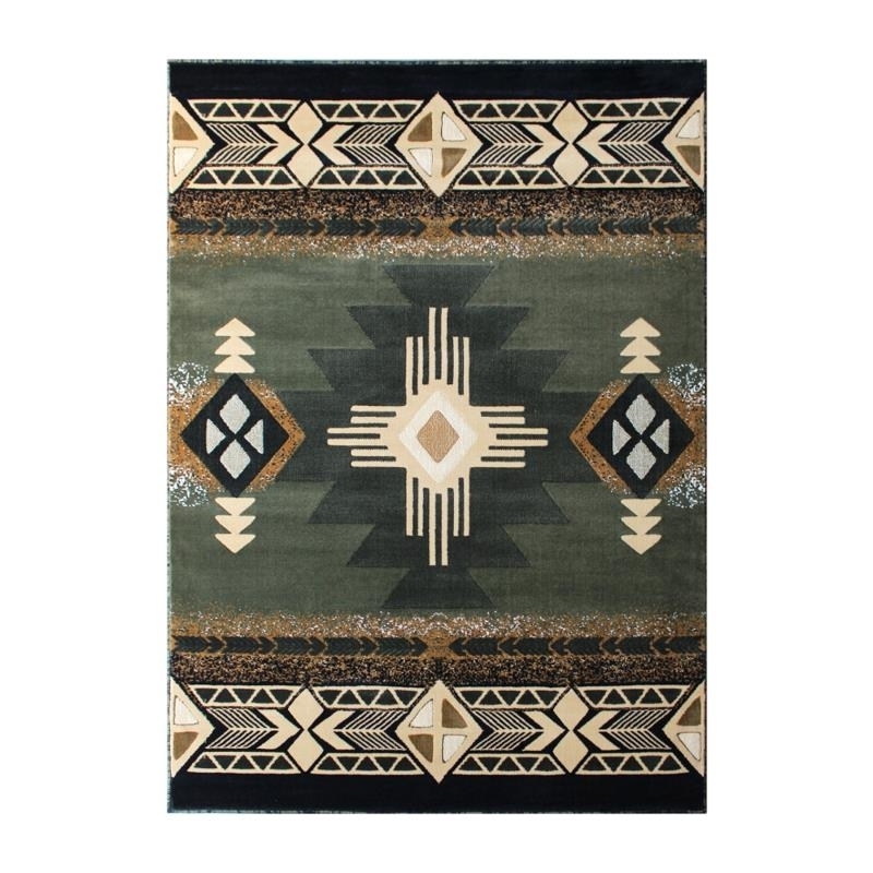 Mohave Collection 8' X 10' Sage Traditional Southwestern Style Area Rug - Olefin Fibers With Jute Backing