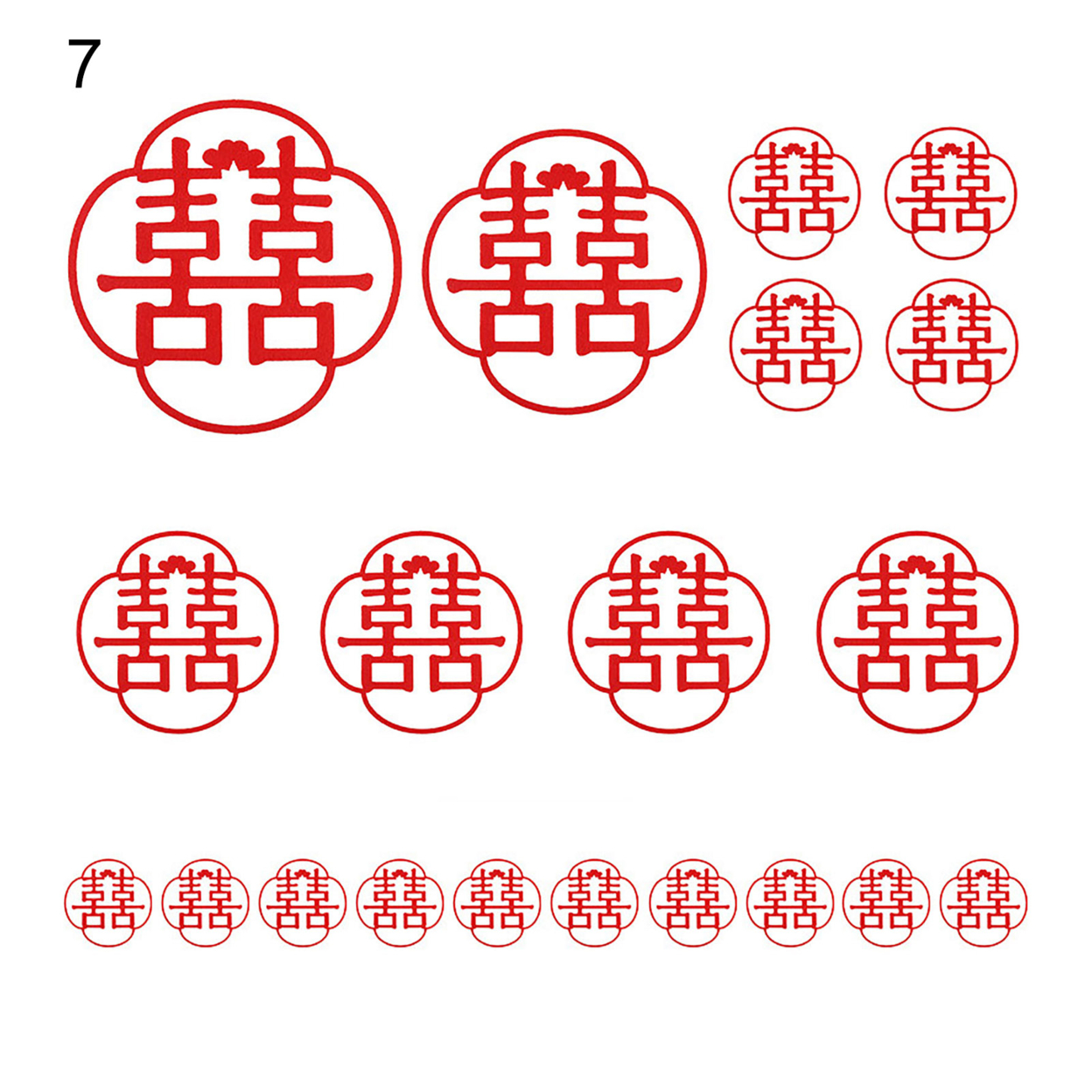 20Sheets/Set Double Happiness Decal Fine Workmanship Easy to Use Non Woven Fabric Chinese Style Double Happiness Sticker for Room - 7