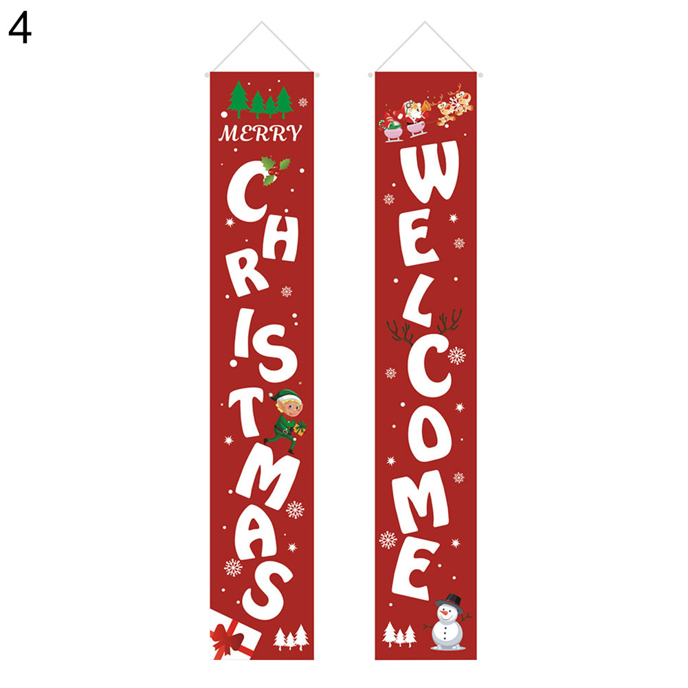 1 Pair Merry Christmas New Year Door Hanging Signs Couplet Banner Party Decor - 4