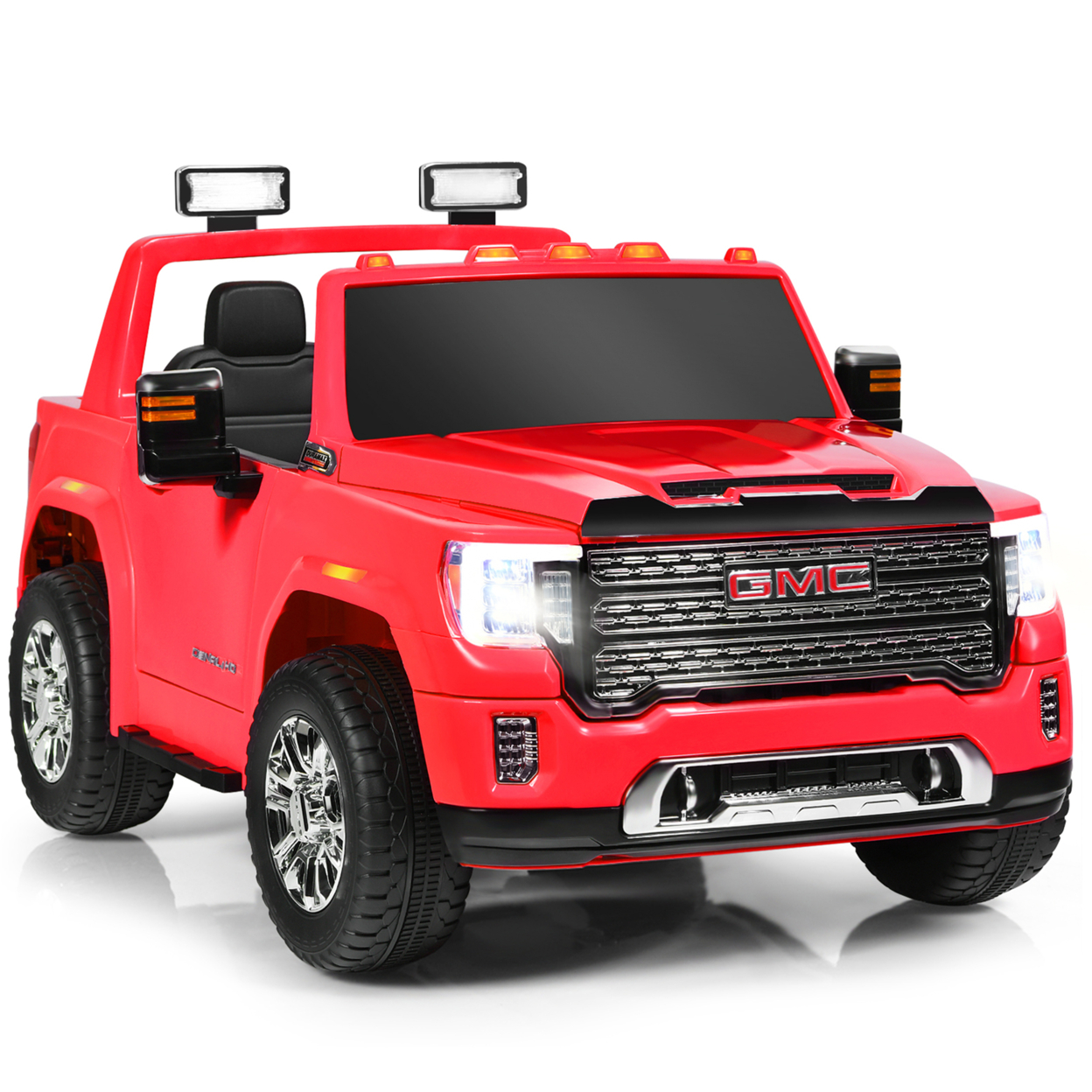 12V Licensed GMC Kids Ride On Car 2-Seater Truck W/ Remote Control - Red