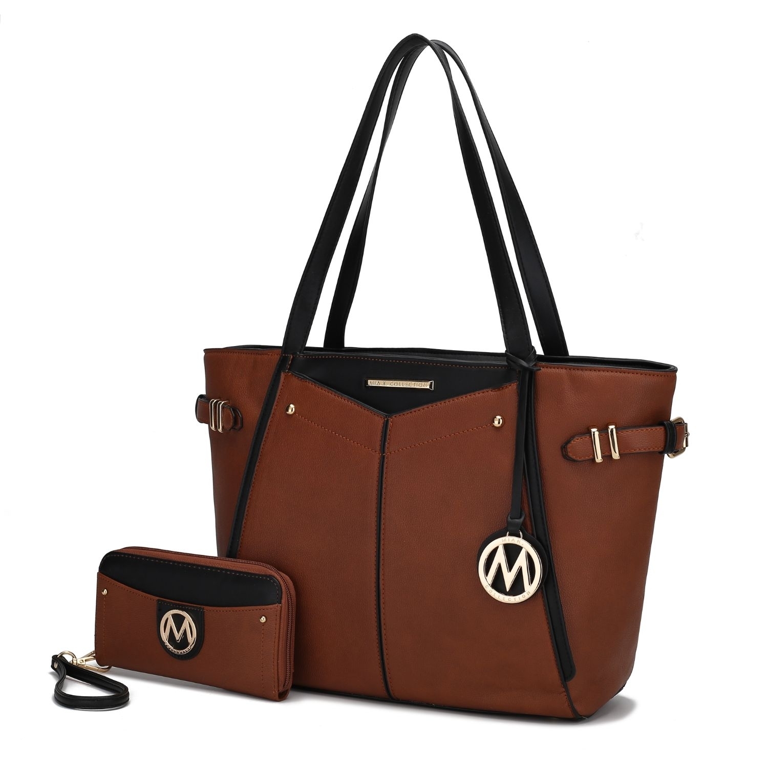 MKF Collection Morgan Tote Handbag By Mia K. - Cognac Black